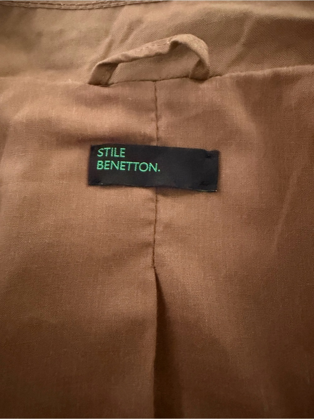 Stile Benetton Vintage Camel Double-Breasted Belted Trench Coat L Dark Academia - Picture 3 of 15